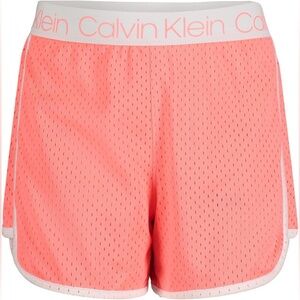 Calvin Klein Girls Performance Mesh Shorts Large Jolt Pink Elastic Waist New